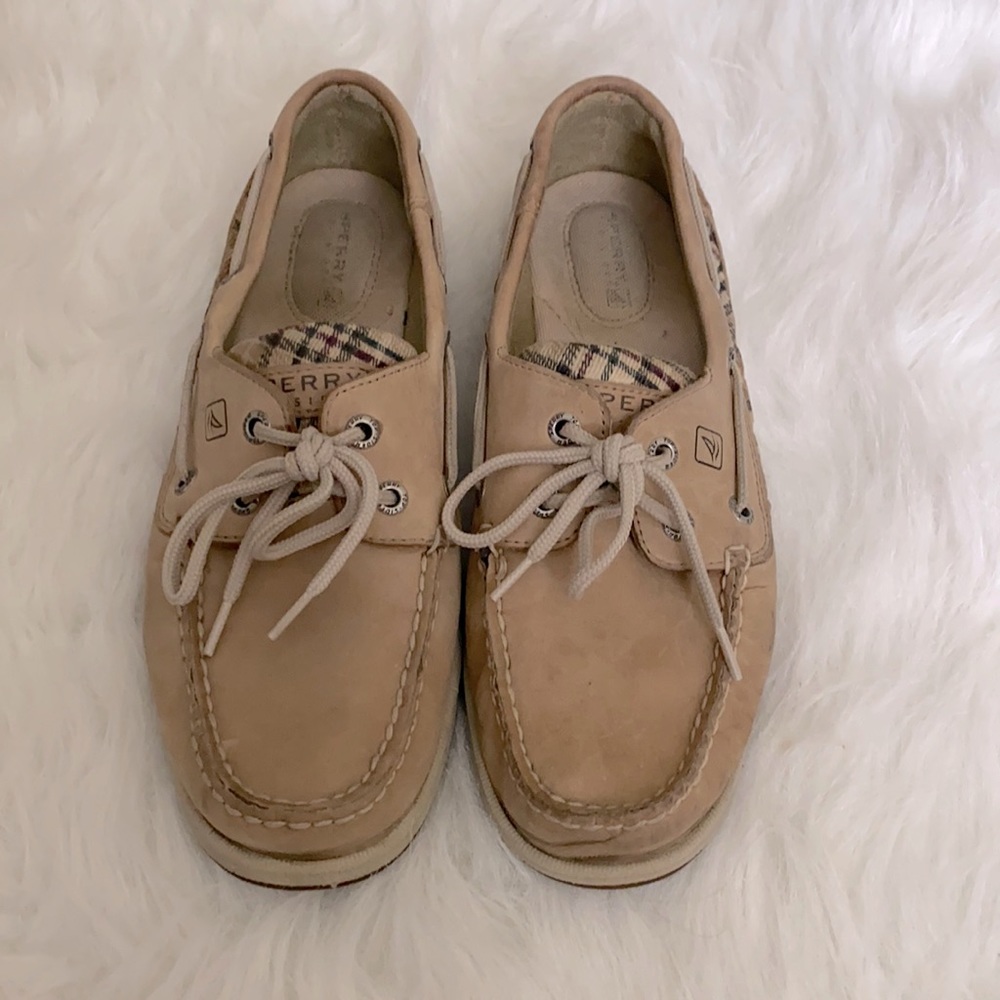 Sperry Top Sider Women’s Tan Plaid Boat Shoe